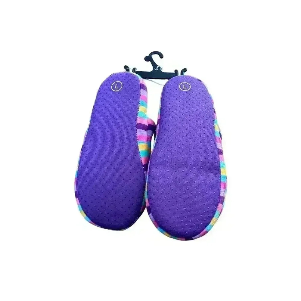 Peeps girls youth plush striped bunny slippers large (3/4) NWT